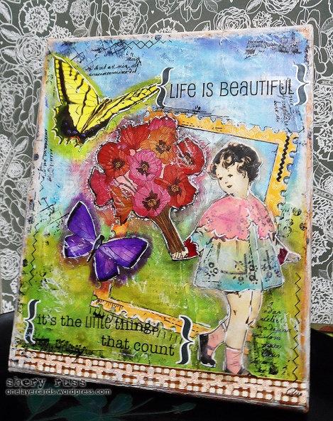 2014-05-23 Life is beautiful mixed media canvas - A